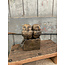 # Two Owls At A Statue Majestic Brown D.14 H.18