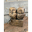 # Two Owls At A Statue Majestic Brown D.14 H.18