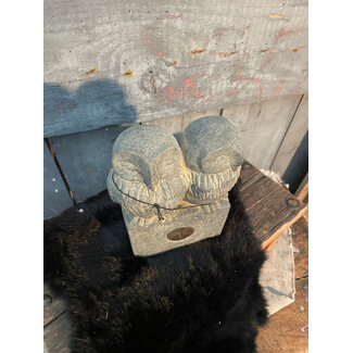 verzending eigen risico sterk afgeprijsde artikelen - Two Owls At A Statue Majestic Vintage D.14 H.18
