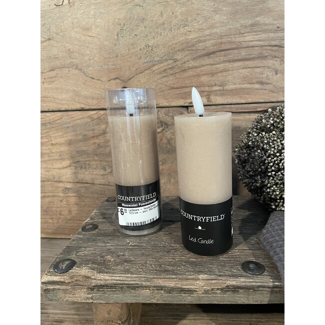 # Ledkaars - taupe/beige - 5 x 12,5 cm - excl. 2AA batterijen