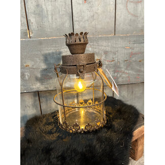 Countryfield ## wordt niet verzonden - Lantaarn LED E12 ro Jaan roest-L12,5B12,5H22CM 807367