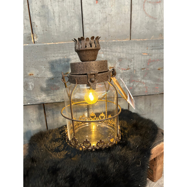 Countryfield # Lantaarn LED E12 ro Jaan roest-L12,5B12,5H22CM 807367