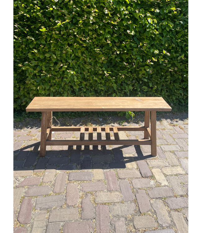 Houten bank - met rek onder - ca. 120 x 25 x 50 cm
