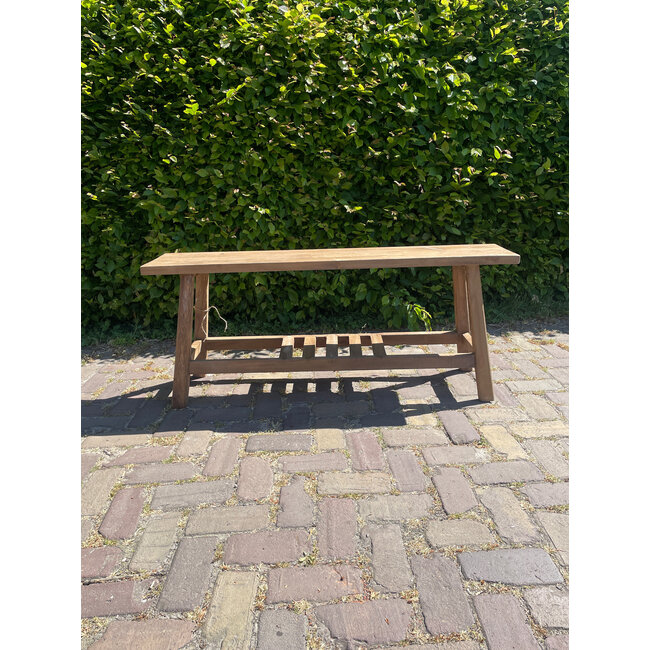 Houten bank - met rek onder - ca. 120 x 25 x 50 cm