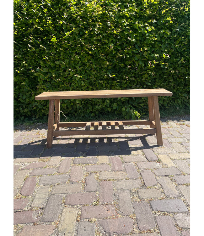Houten bank - met rek onder - ca. 120 x 25 x 50 cm