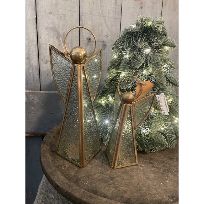 Metalen engel met glas - 10,5x13x27,5cm