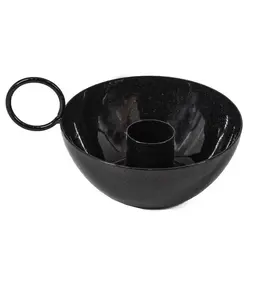 Kaarsenstandaard bowl zwart - 11 x 9 x 4 cm
