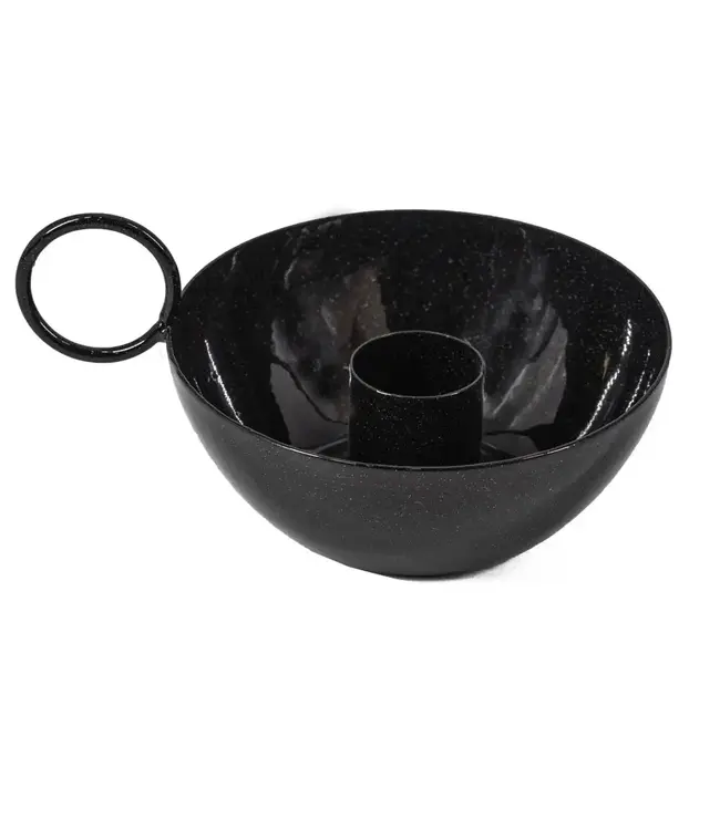 Kaarsenstandaard bowl zwart - 11 x 9 x 4 cm