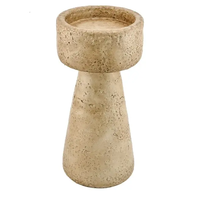 # Aardewerk kaarsenstandaard beige 10x10x20cm
