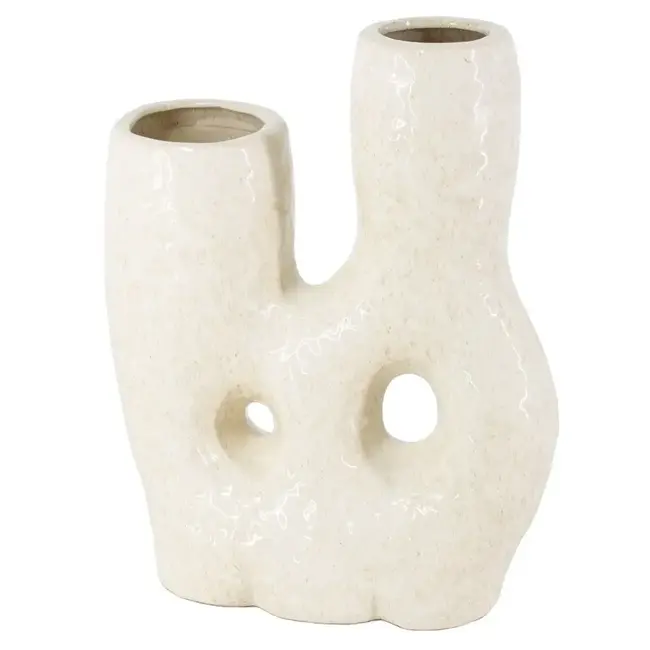 # Aardewerk vaas donut beige 24x10,5x31cm