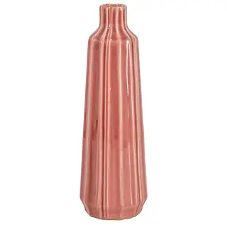# Aardewerk vaas stripes pink 15x15x39cm