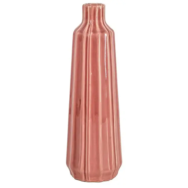 # Aardewerk vaas stripes pink 15x15x39cm