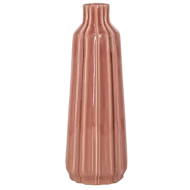 # Aardewerk vaas stripes pink 12x12x33,5cm