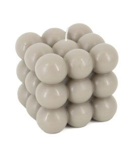 ## Kaars bubbel cube taupe - 9x9x9cm