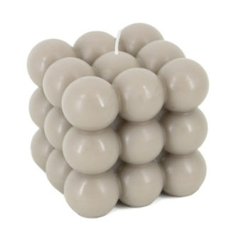 Kaars bubbel cube taupe - 9x9x9cm