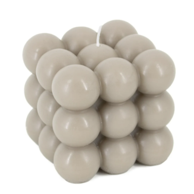 Kaars bubbel cube taupe - 9x9x9cm