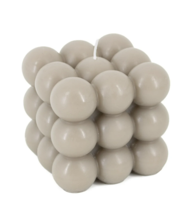 ## Kaars bubbel cube taupe - 9x9x9cm