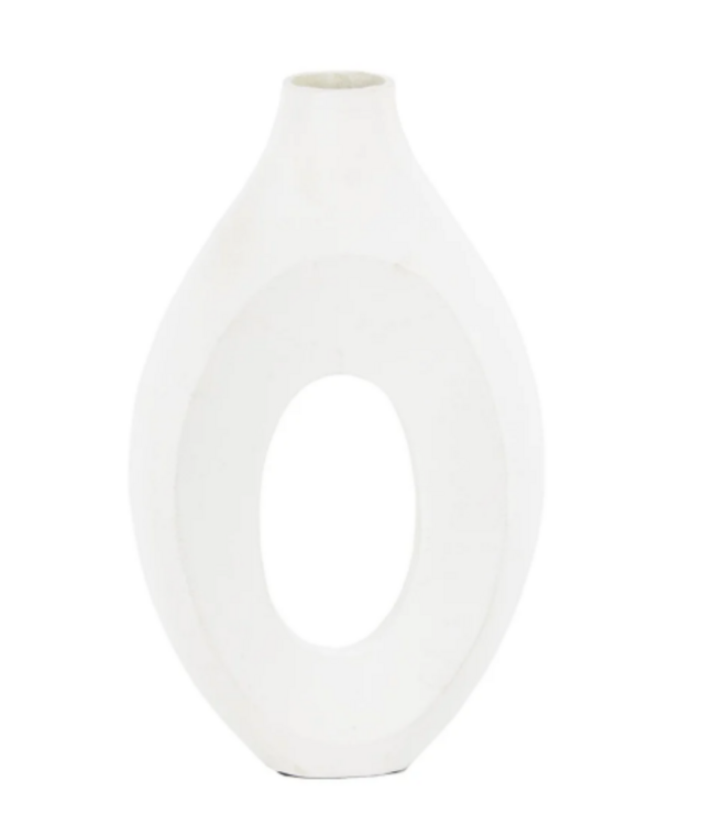 ### Wordt niet verzonden - Vaas aardewerk donut wit - 	22x6x37cm