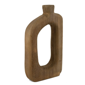 Houten donut vaas - 	18x6x31cm