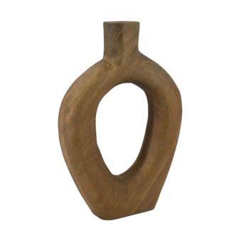 Houten donut vaas - 17,5x5,5x27,5cm