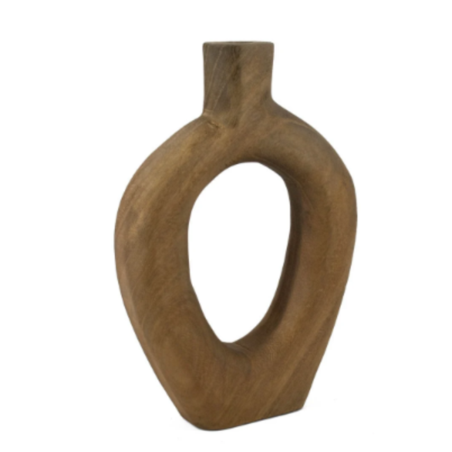 Houten donut vaas - 17,5x5,5x27,5cm