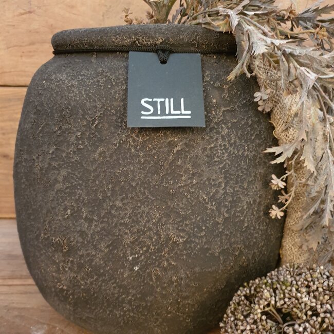Still # 3207 - Zwart/goud gemeleerde bloempot - aardewerk - 32 x 35 cm - Serie "GOG"