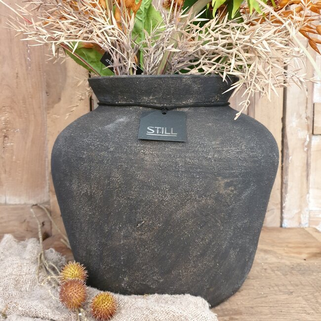 Still # 3218 - Antraciet ronde vaas "GOG" 35 x 31 cm
