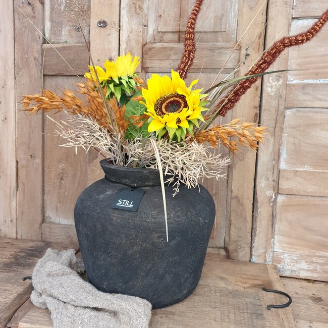 Still # 3218 - Antraciet ronde vaas "GOG" 35 x 31 cm