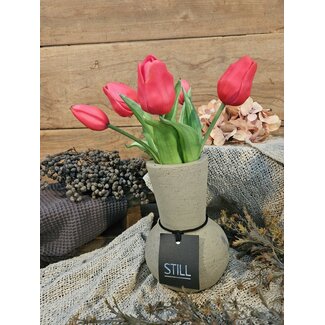 Still wordt niet verzonden - 46022 - Taupe gemeleerde vaas - aardewerk - 13 x 20 cm - Serie "Taupe"