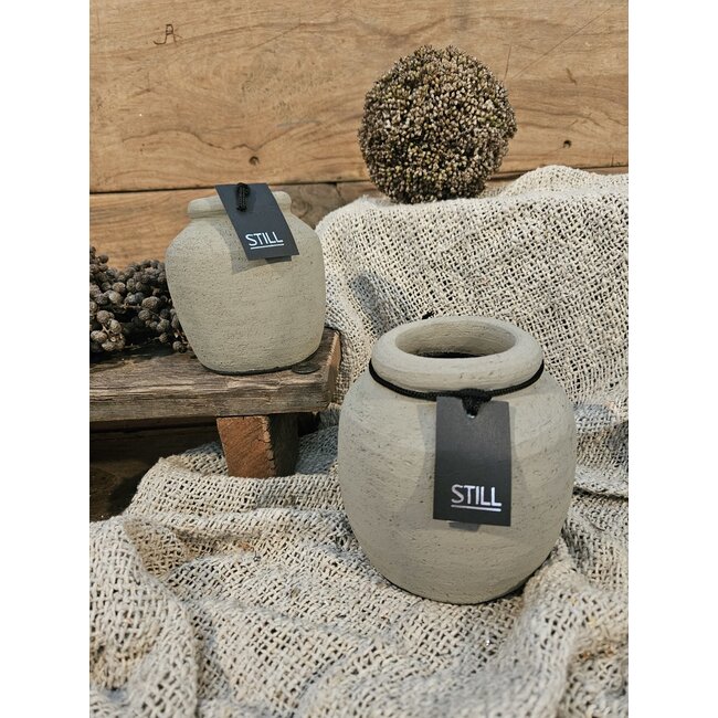 Still # 46058 - Taupe gemeleerde vaas - aardewerk - 12 x 12  cm - Serie "Taupe"