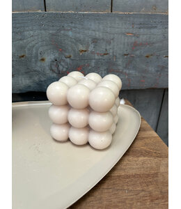 Kaars bubbel cube beige - 9x9x9cm