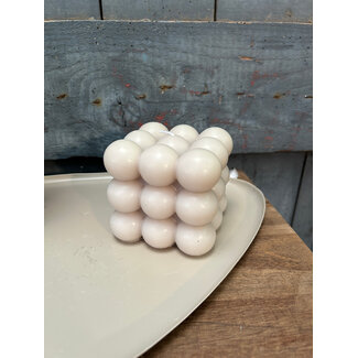 Kaars bubbel cube beige - 9x9x9cm