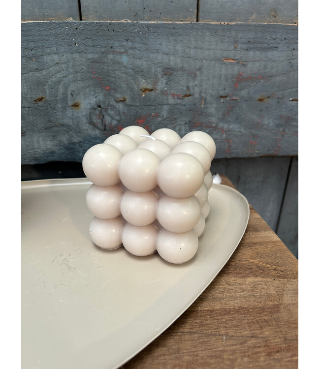 Kaars bubbel cube beige - 9x9x9cm