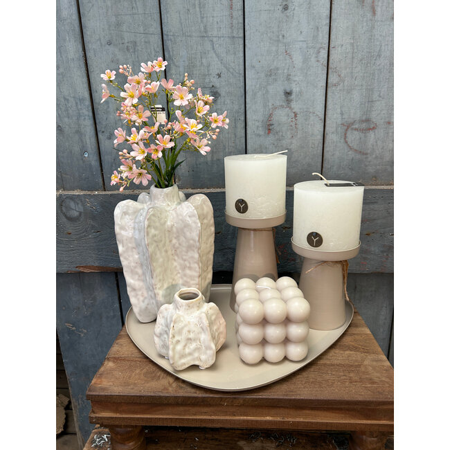 Kaars bubbel cube beige - 9x9x9cm