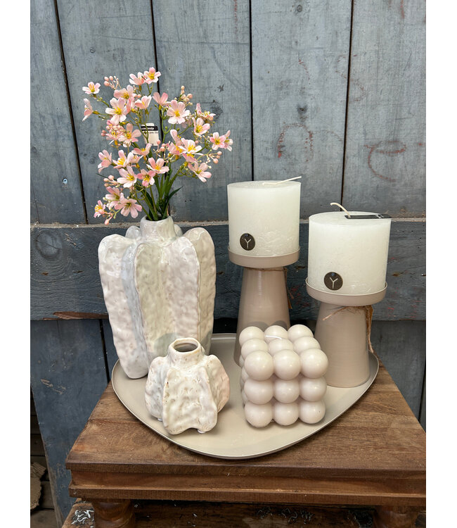 Kaars bubbel cube beige - 9x9x9cm