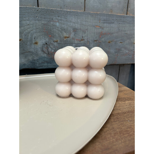 Kaars bubbel cube beige - 9x9x9cm