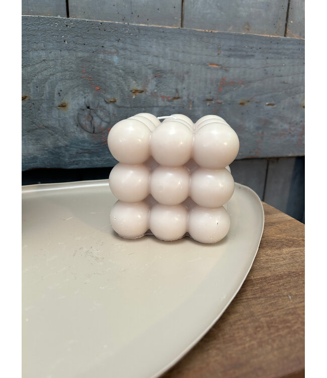 Kaars bubbel cube beige - 9x9x9cm