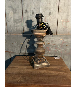 Houten lampvoet (197) - 10 x 10 x 24.5 cm (33.5 cm incl fitting)