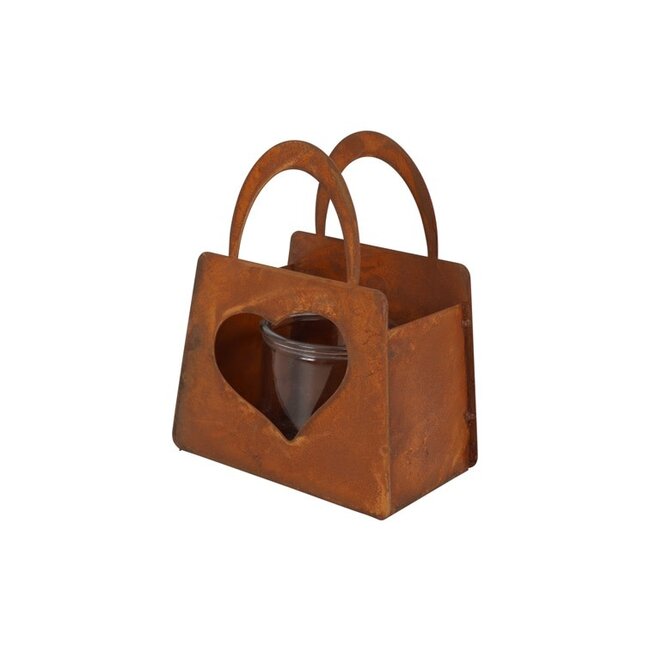 Kandelaar hart Bag S roest-L12B7,5H18CM
