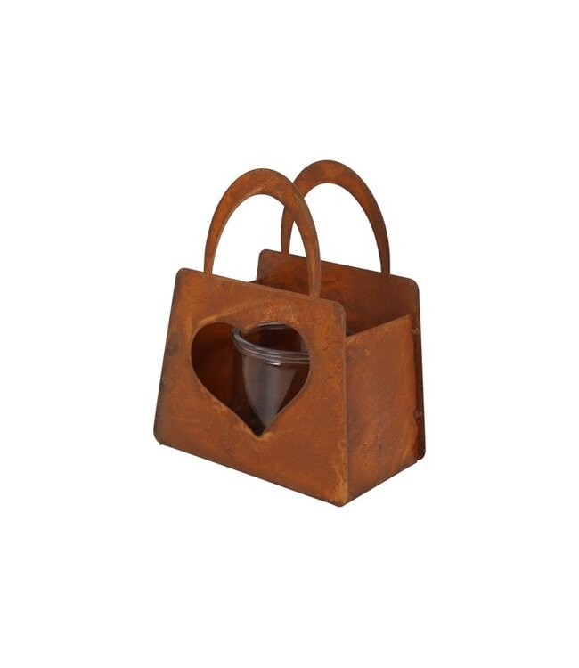 ### wordt niet verzonden -  Kandelaar hart Bag S roest-L12B7,5H18CM