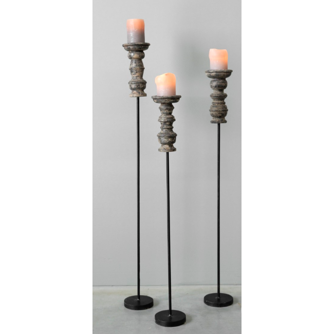 # Kandelaar Baron set/3 - grey finish -  (HxBxD) 105x10x10 cm