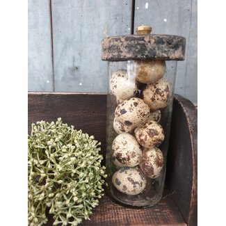 wordt niet verzonden - Glazen potje met deksel Lotte | small - 6 x 6 x 14 cm - grey finish