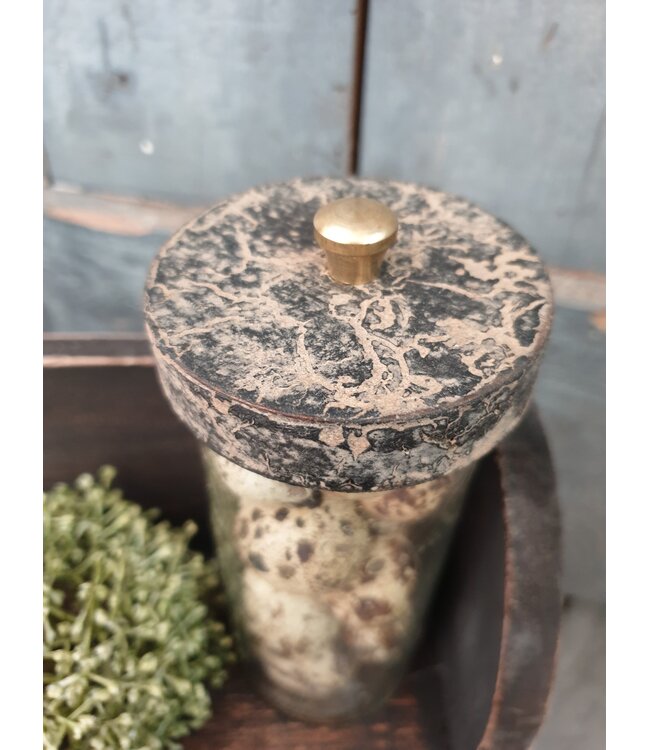 ### wordt niet verzonden - Glazen potje met deksel Lotte | small - 6 x 6 x 14 cm - grey finish