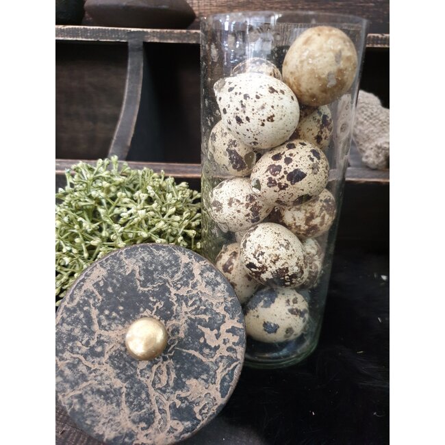 ## wordt niet verzonden - Glazen potje met deksel Lotte | small - 6 x 6 x 14 cm - grey finish