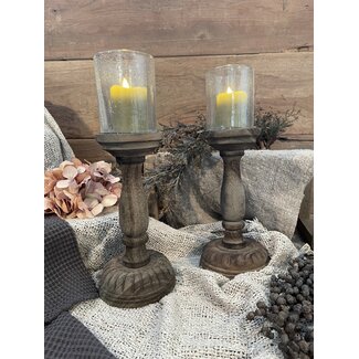 ## wordt niet verzonden - Kandelaar Joel S | incl. glas - per stuk - 12 x 12 x 32 cm