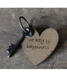 Sleutel met tekst E | Happiness - (HxBxD) 6x6x1 cm