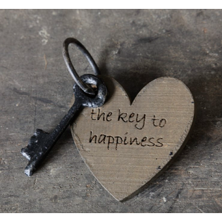 # Sleutel met tekst E | Happiness - (HxBxD) 6x6x1 cm