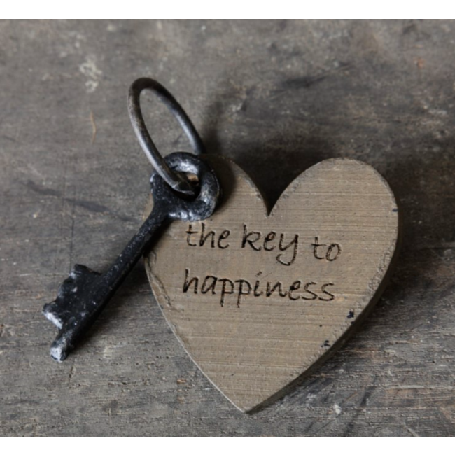# Sleutel met tekst E | Happiness - (HxBxD) 6x6x1 cm