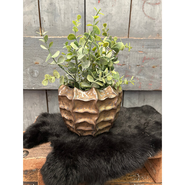 ## wordt niet verzonden - Bloempot ro Eloise M brons-L15B15H13CM