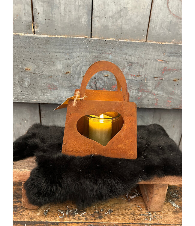 ### wordt niet verzonden -  Kandelaar hart Bag S roest-L12B7,5H18CM
